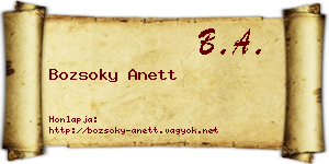 Bozsoky Anett névjegykártya